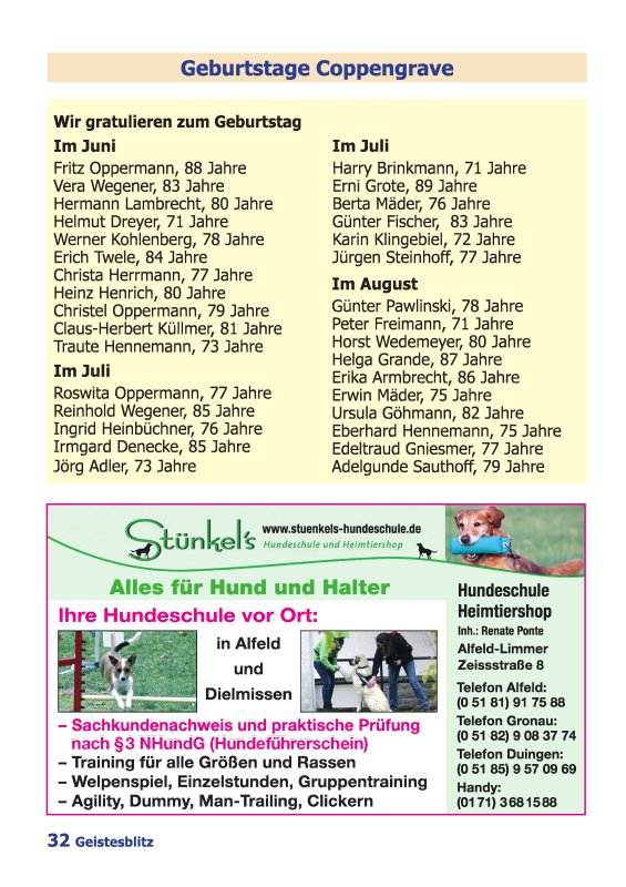 Gemeindebrief Juni 2015 - August 2015