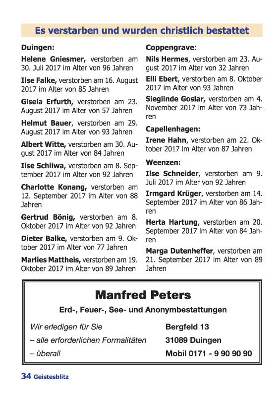 Gemeindebrief Dezember 2017 - Februar 2018