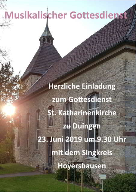 Einladung zum musikalischen Gottesdienst mit dem Singkreis Hoyershausen