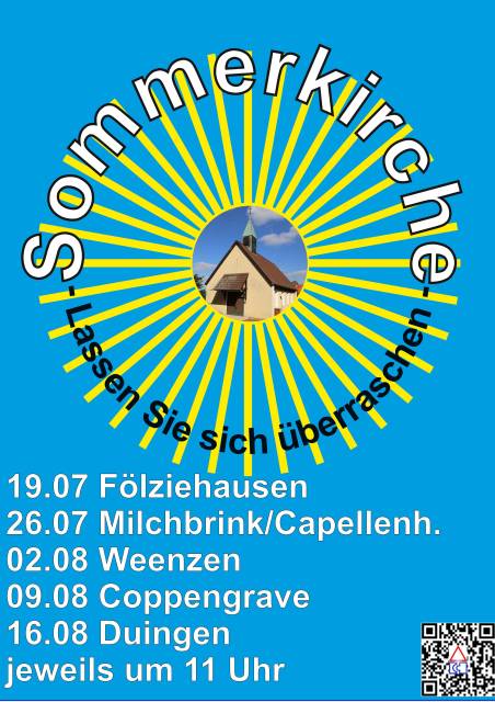Sommerkirche in Fölziehausen am 19.7.20 um 11 Uhr
