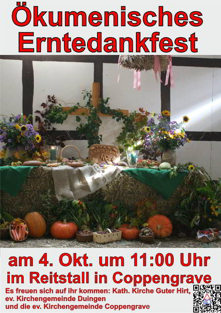 Einladung zum Ökumenisches Erntedankfest im Reitstall in Coppengrave