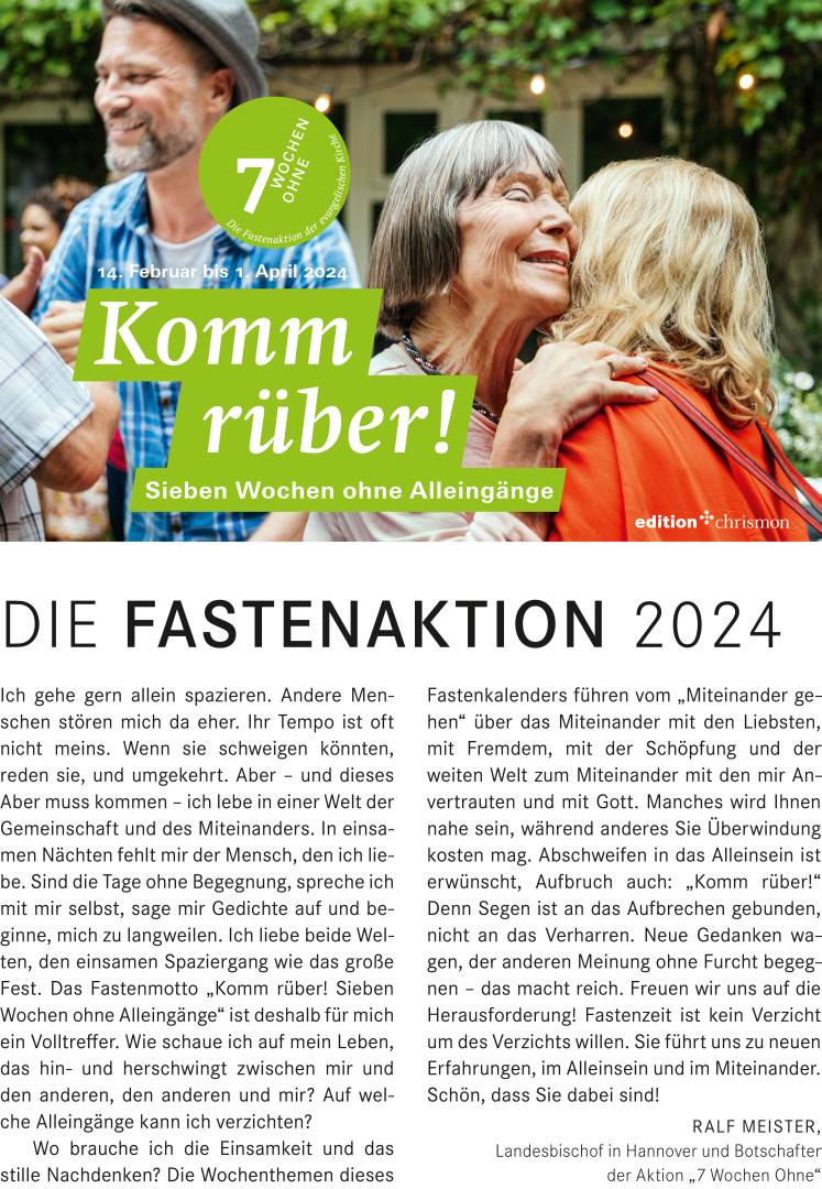 Fastenaktion der ev. Kirche: 7 Wochen ohne Alleingänge