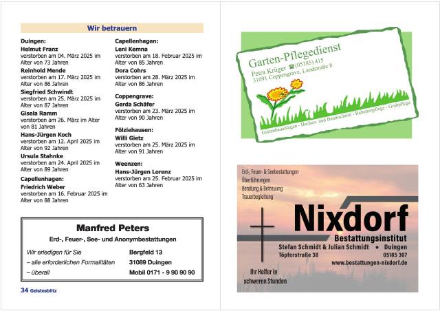 Gemeindebrief Juni - August 2025