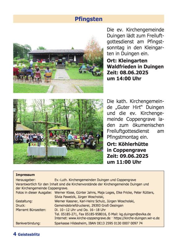 Gemeindebrief Juni - August 2025