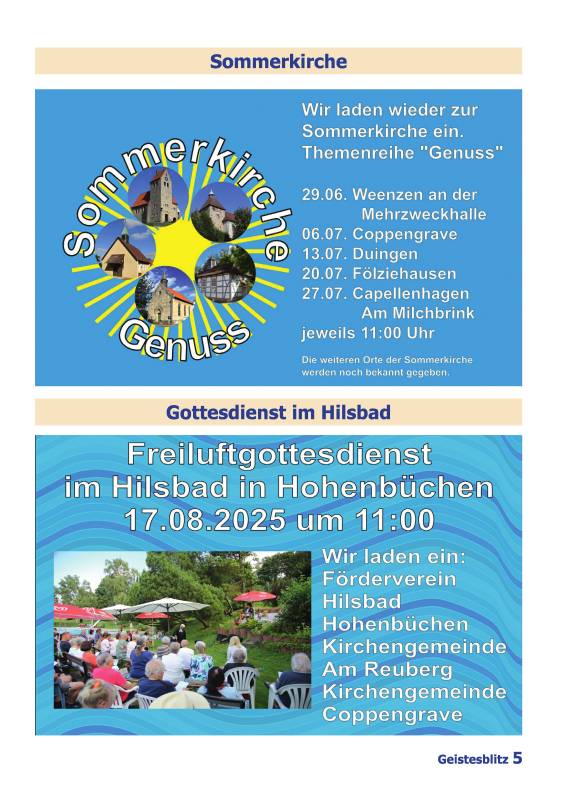 Gemeindebrief Juni - August 2025