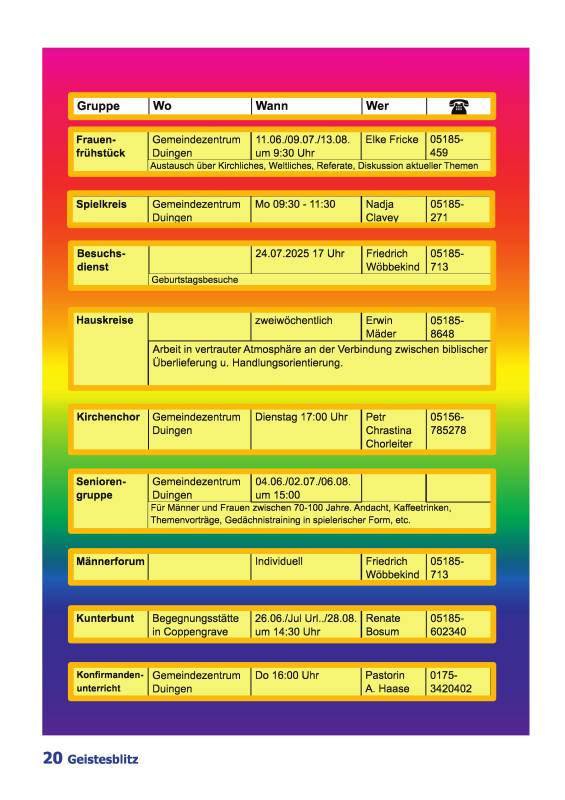 Gemeindebrief Juni - August 2025