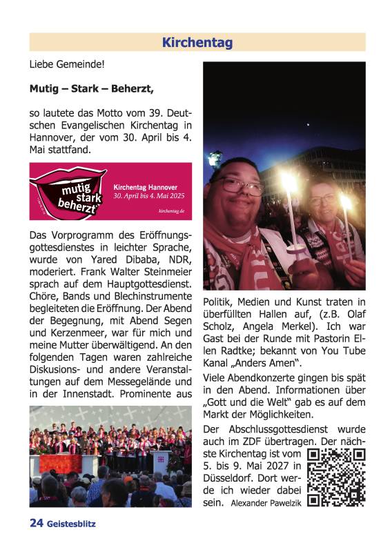 Gemeindebrief Juni - August 2025