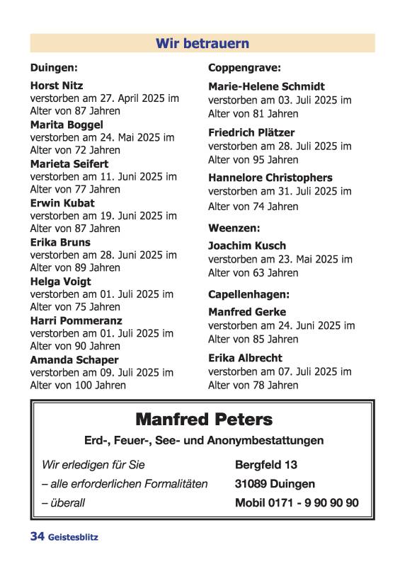 Gemeindebrief September 2025 - November 2025