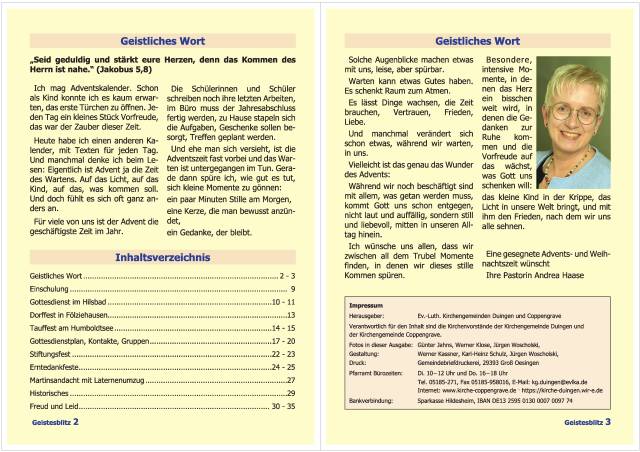 Gemeindebrief für die Monate Dezember 2025 - Februar 2026