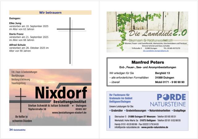 Gemeindebrief für die Monate Dezember 2025 - Februar 2026
