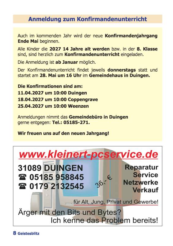 Gemeindebrief für die Monate Dezember 2025 - Februar 2026