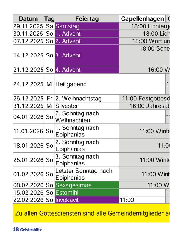 Gemeindebrief für die Monate Dezember 2025 - Februar 2026