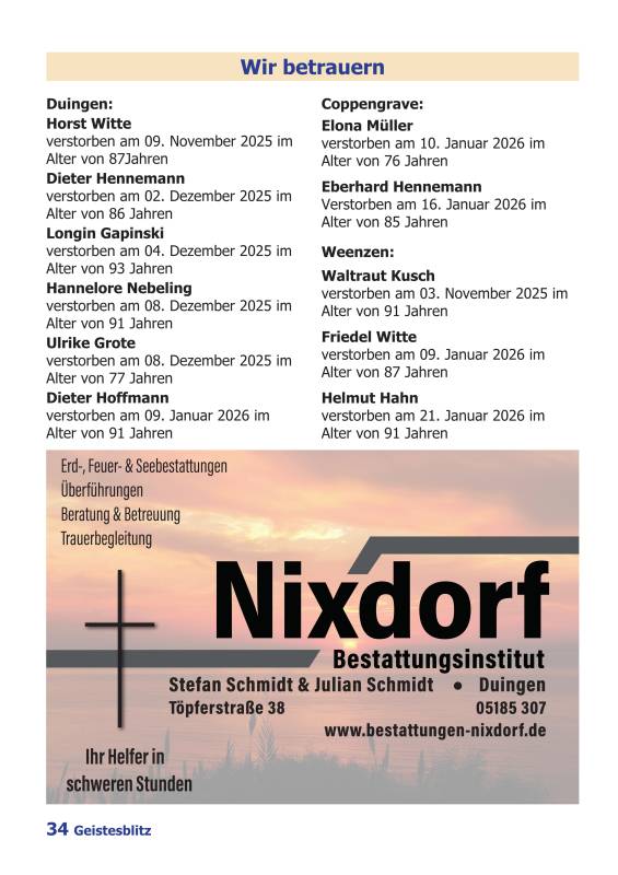 Gemeindebrief März - Mai 2026