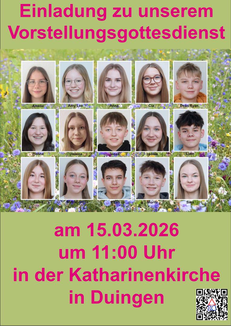Einladung zum Vorstellungsgottesdienst unserer Konfirmanden