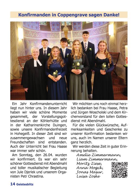 Gemeindebrief Juni - August 2026