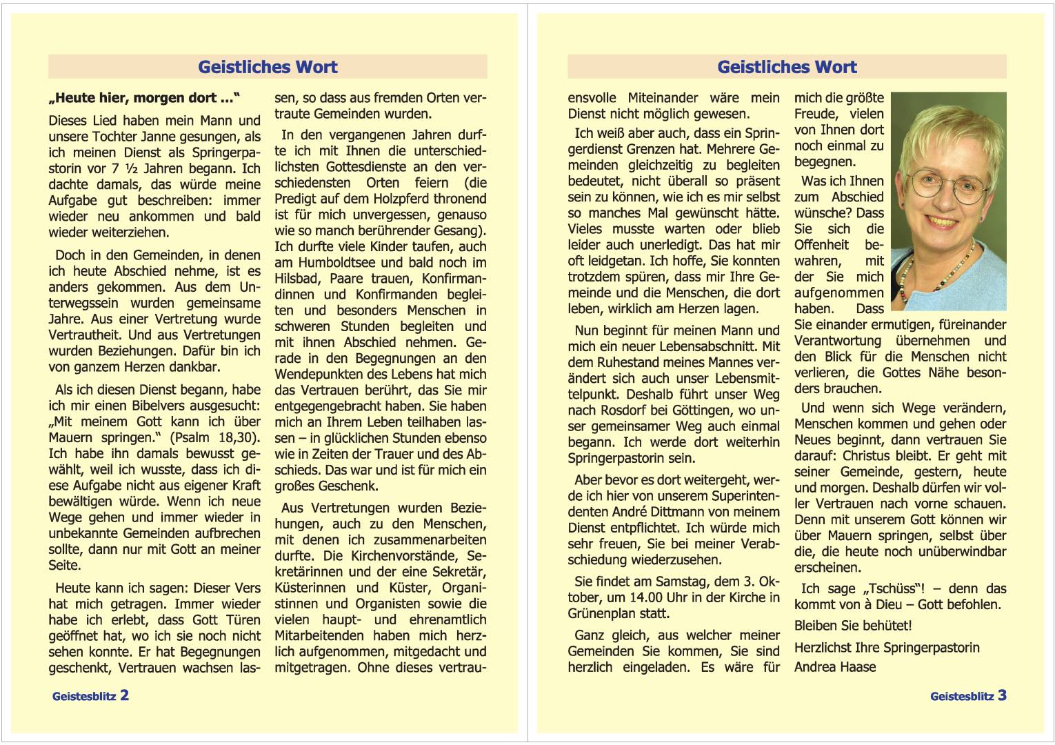 Gemeindebrief September 2026 - November 2026