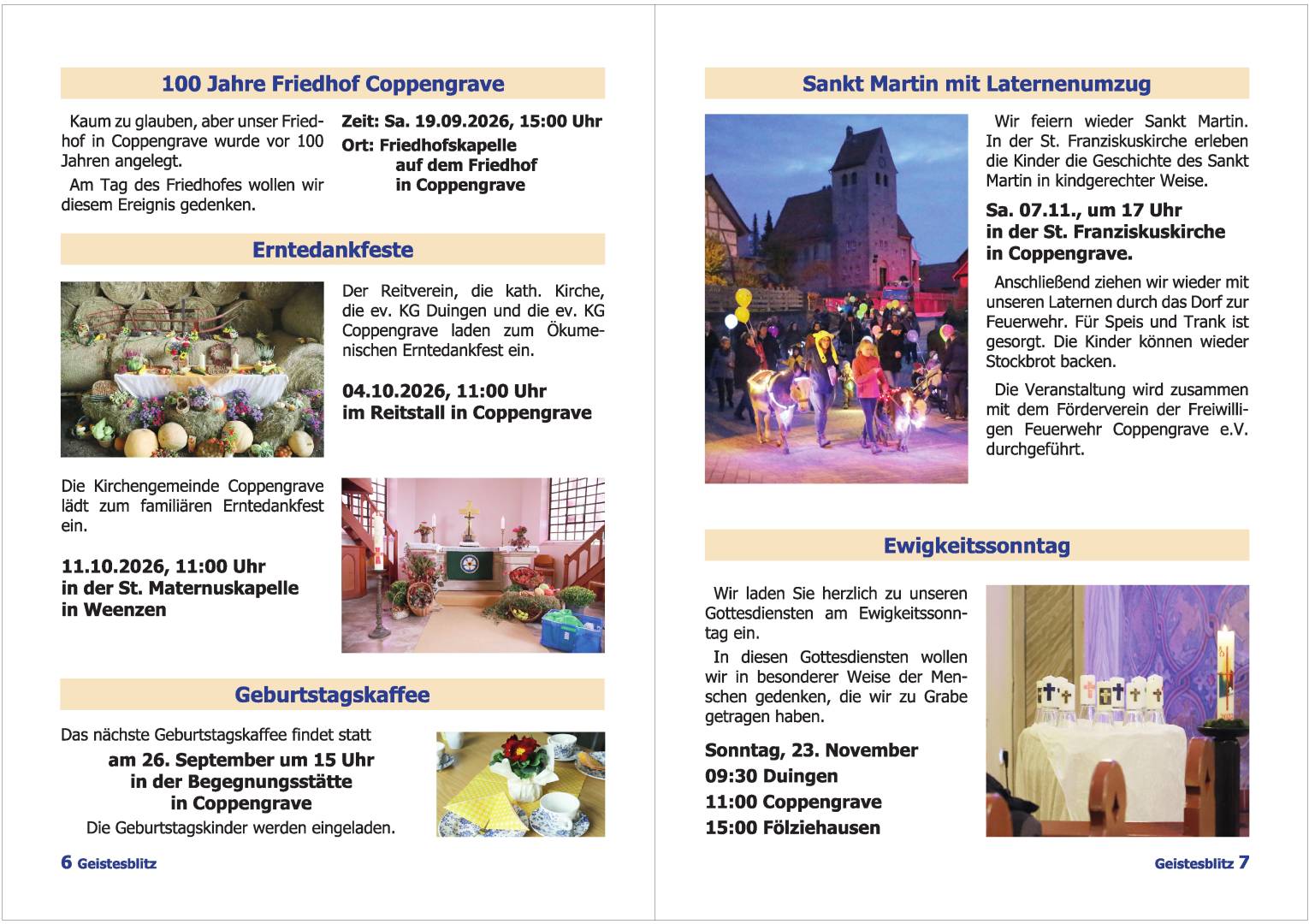 Gemeindebrief September 2026 - November 2026