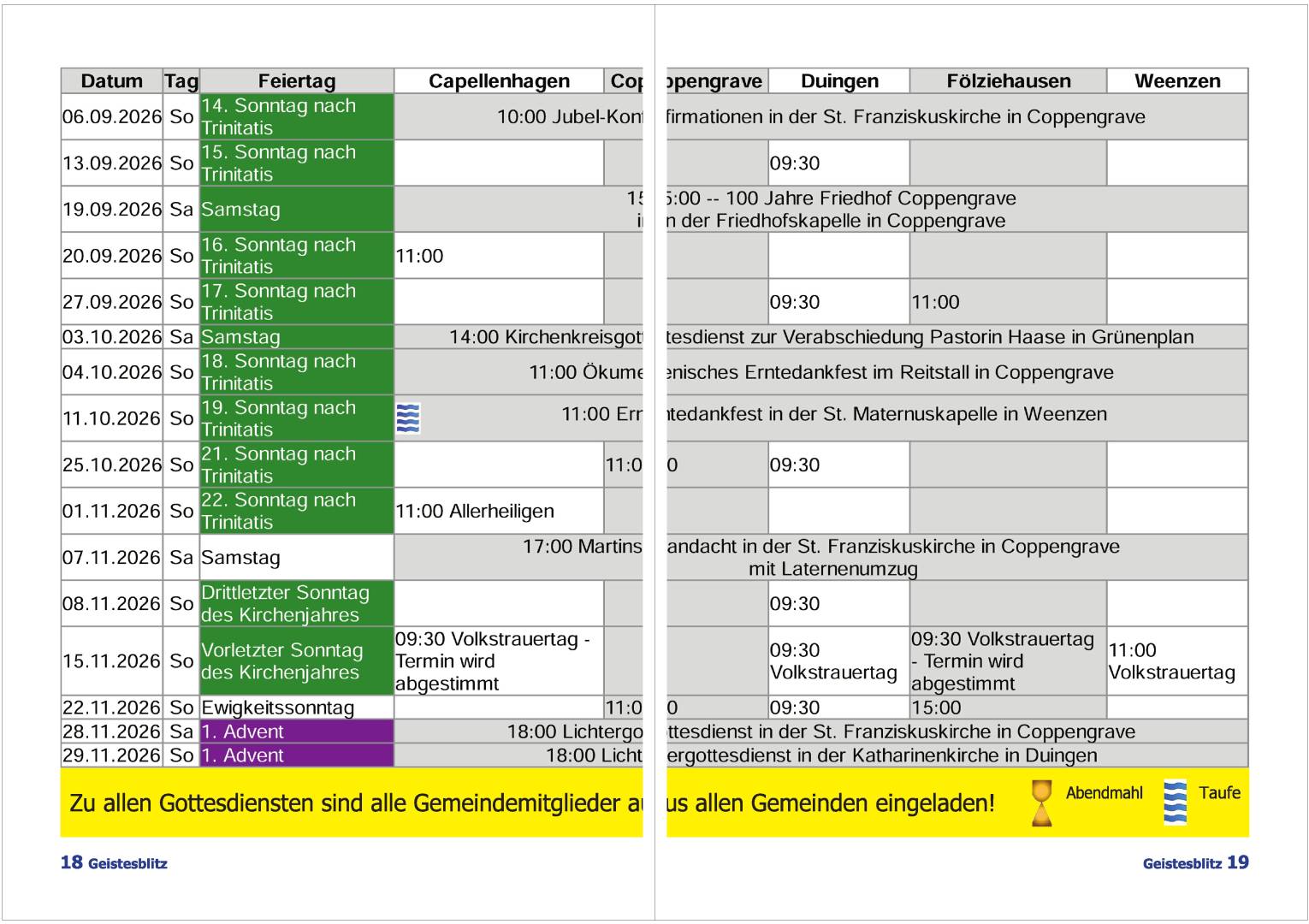 Gemeindebrief September 2026 - November 2026